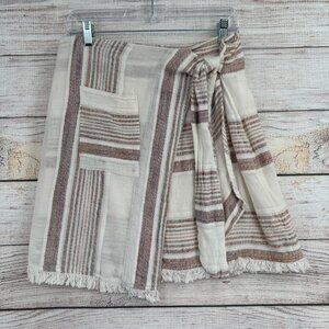 Holding Horses Anthropologie Striped Wrap Skirt Women's Size 12 Cream/Red/Blue‎